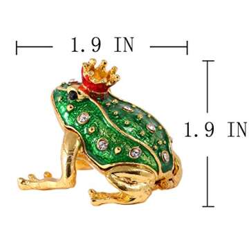 YU FENG Crystal Jeweled Crown Frog Trinket Box - Hand-Painted Decor