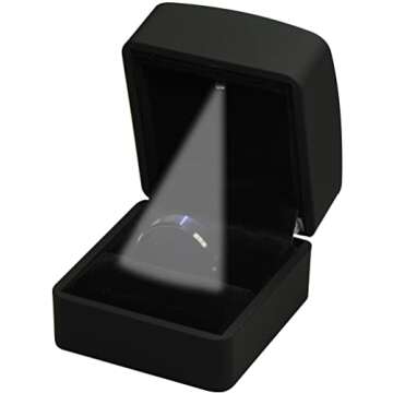 LED Ring Jewelry Gift Box for Proposal Wedding, Birthday...Luxury LED Black Color Ring Jewelry Gift Box with Light for Women for Men (Black Ring Box)