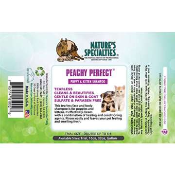 Nature's Specialties Peachy Perfect Ultra ConcentratedDog Shampoo for Pets, Makes up to 1.5 Gallons, Natural Choice for Professional Groomers, Gentle on Skin & Coat, Made in USA, 32 oz