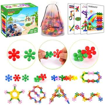 KASHIAOTE 250 Pieces Building Blocks Kids STEM Toys Educational Building Toys Interlocking Solid Plastic Discs Sets for Preschool Kids Boys and Girls Aged 3+, Safe Material Creativity Kids Toys