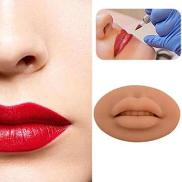 Silicone Lip Model, Soft Silicone Mouth Model, Flexible Silicone Practice Skin, Silicone False Lip Model for Education Display, Rubber Simulation Mouth for Makeup Artists Teaching Instructions