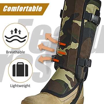 Ueasy Leg Gaiters, Boot Gaiters Waterproof Leg Gaiters for Men and Women Anti-Tear Oxford Fabric for Outdoor Hiking Walking Hunting Snow Skiing Camping Climbing Mountain