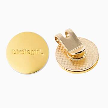 Birdie Girl Womens Golf 19th Hole Instructor Green and Gold Women's Golf Ball Marker with Hat Clip for Women, Best Funny Golf Accessories for Women, Magnetic Golf Ball Marker Hat Clip