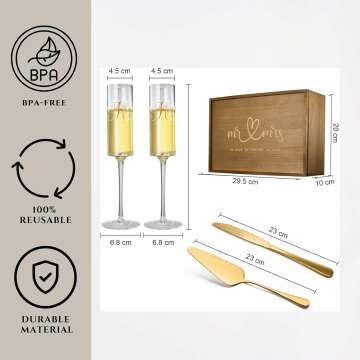 Bridal Wedding Champagne Flutes & Knife Set