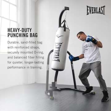 Everlast Elite 2 NevaTear 80 Pound Hangable Heavy Punching Bag with Dual Hanging Strap and Swivel Mount for Boxing and Martial Arts Training, White