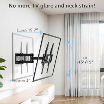 MOUNTUP UL Listed TV Wall Mount, Full Motion TV Wall Mount for Most 26-65 Inch Flat/Curved TV Fit 16" Wood Stud, Wall Mount TV Bracket with Dual Swivel Articulating Arm Max VESA 400x400mm up to 88 LBS