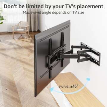 MOUNTUP UL Listed TV Wall Mount, Full Motion TV Wall Mount for Most 26-65 Inch Flat/Curved TV Fit 16" Wood Stud, Wall Mount TV Bracket with Dual Swivel Articulating Arm Max VESA 400x400mm up to 88 LBS