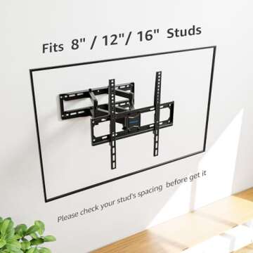 MOUNTUP UL Listed TV Wall Mount, Full Motion TV Wall Mount for Most 26-65 Inch Flat/Curved TV Fit 16" Wood Stud, Wall Mount TV Bracket with Dual Swivel Articulating Arm Max VESA 400x400mm up to 88 LBS