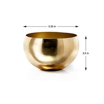 Serene Spaces Living Gold Colored Metal Bowl Ideal for Weddings, Parties, Events, Restaurants, Home Decor, Measures 3.5 inches Tall and 5.25 inches Dia