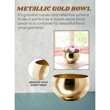 Serene Spaces Living Gold Colored Metal Bowl Ideal for Weddings, Parties, Events, Restaurants, Home Decor, Measures 3.5 inches Tall and 5.25 inches Dia