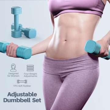 Zempox Adjustable Dumbbell Set of 2, 4 in 1 Free Weights Dumbbells Set for Women, Hand Weights for Women at Home, Each 2lb 3lb 4lb 5lb with TPU Soft Rubber Handle for Home Gym Exercise Training