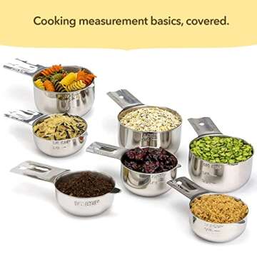 Simply Gourmet Measuring Cups Set of 7, Stackable, 304 Premium Stainless Steel, Kitchen Gadgets for Measure Liquid and Dry Ingredients, Cooking & Baking