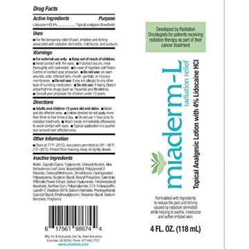 Miaderm-L Radiation Relief Lotion with 4% Lidocaine 4 Oz