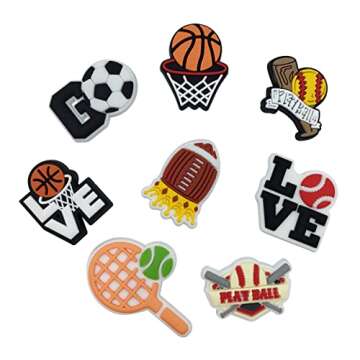 Vaymzsuc 50pcs Pack Sports Shoe Charms for Boys Gibbets Accessories Pins for Teens Kids