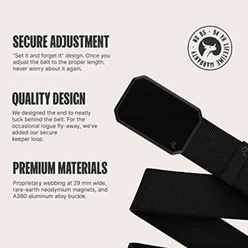 Groove Life Groove Belt Black/Black - Men's Stretch Nylon with Magnetic Buckle