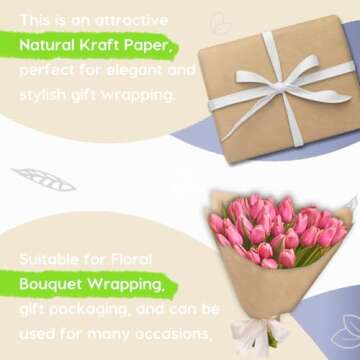 PerkHomy Brown Kraft Paper Roll 36" x 1,800" (150') for Gift Wrapping Bouquet Flower Kids Art Painting Craft Writing Packaging Shipping 80GSM 55LB (Brown, 36" x 150')