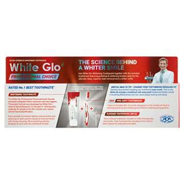 White Glo Professional Choice Teeth Whitening Toothpaste with Fluoride Protection Against Cavities, Highly Effective Whitening Formula, Low Abrasion, Developed for Actors, Actresses and Models, 5.3 oz