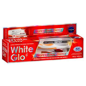 White Glo Professional Choice Teeth Whitening Toothpaste with Fluoride Protection Against Cavities, Highly Effective Whitening Formula, Low Abrasion, Developed for Actors, Actresses and Models, 5.3 oz