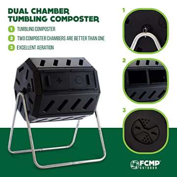 Dual Chamber Tumbling Composter - 37 Gallon