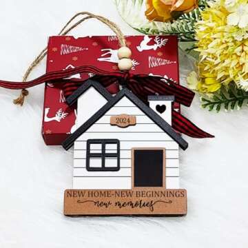 New Home Ornament 2024- Housewarming Gifts New Home, New House New Beginning, House Warming Gift for Women, Couple, homeowners, New Home Gift Ideas - First Home Christmas Ornament 2024