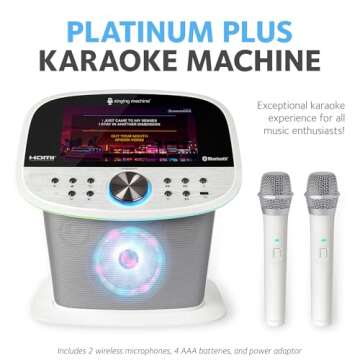 Singing Machine Platinum Plus - Premium Wi-Fi Karaoke Machine for Adults & Kids with Built-in Streaming Apps (YouTube, Spotify), Bluetooth, 22 Voice Effects, 2 Wireless Microphones & Endless Fun