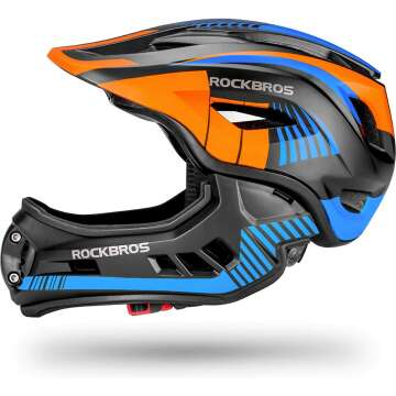ROCKBROS Kids Full Face Helmet Kids Bike Helmets Lightweight Toddler Mountain Bike Helmet Detachable for MTB BMX Skating Cycling Scooter Safety Bicycle Helmets for Youth Child Boys Girls Ages 3-16