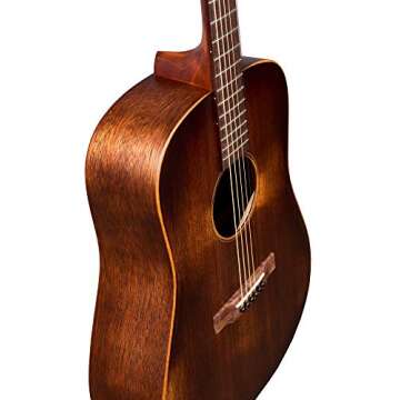 Martin Guitar D-15M StreetMaster with Gig Bag, Acoustic Guitar for the Working Musician, Mahogany Construction, Distressed Satin Finish, D-14 Fret, and Low Oval Neck Shape