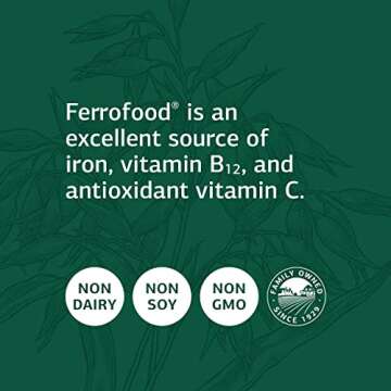 Standard Process Ferrofood - Whole Food Antioxidant, Healthy Blood and Hemoglobin with Cyanocobalamin, Acerola, Shiitake, Rice Bran, Organic Carrot, Alfalfa, Spanish Moss - 150 Capsules