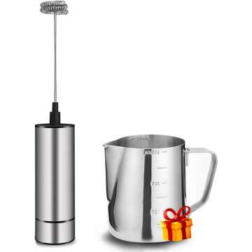 Handheld Milk Frother - Battery Operated Coffee Frother for Latte & Cappuccino