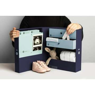 Savor | The Vault Baby Keepsake Box | Something Blue | Memory Box, Gift for Newborn, Baby, First Birthday | Acid BPA Free & Built to Last