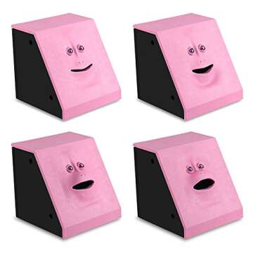 HSTYAIG Money Saving Bank, Face Money Eating Box Kids Money Saving Collection Piggy Bank Automatic Novelty Coin Bank (Pink)