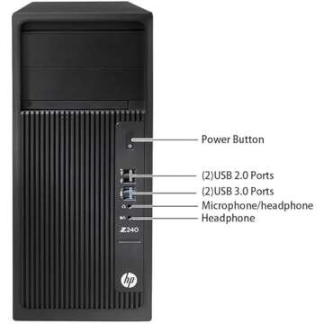 HP Z240 Tower Workstation Gaming Desktop Computer, Core i5-6500 3.2GHz up to 3.6GHz, 32 GB DDR4 RAM, 512 GB SSD, DisplayPort, WiFi, Bluetooth, Wired Keyboard and Mouse, Windows 10 Pro (Renewed)