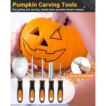 Luditek 17 PCS Pumpkin Carving Kit with Stencils & Lights