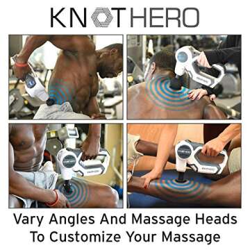 Knot Hero Massage Gun for Athletes - Deep Tissue Chiropractic Massager For Back Pain Relief & Muscle Relaxer - Portable & Cordless, Therapeutic Hand Held Jigsaw Percussion Massage Drill