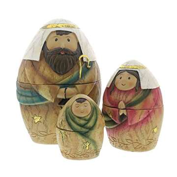 Roman Holy Family Three Kings and Shepherd Christmas Nativity Nesting Dolls Set of 9