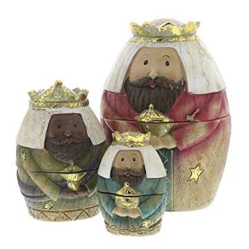 Roman Holy Family Three Kings and Shepherd Christmas Nativity Nesting Dolls Set of 9