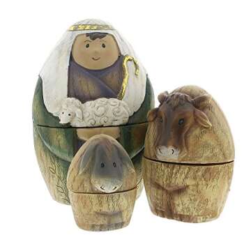 Roman Holy Family Three Kings and Shepherd Christmas Nativity Nesting Dolls Set of 9