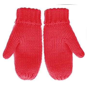 IL Caldo Womens Winter Glove Hemp Plush Lining Thick Knit Mitten Drive Work Gloves,Red