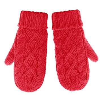 IL Caldo Womens Winter Glove Hemp Plush Lining Thick Knit Mitten Drive Work Gloves,Red