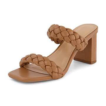 Dune London CUSHIONAIRE Technology Women's Iris braided Heel Sandal Memory Foam and Wide Widths Available, Tan 9