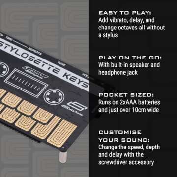 Stylophone Stylosette - Touch Keyboard x Cassette - The Mini Stylophone Keyboard | Synth Musical Instrument | Electronic Synthesizer Keyboard | Cassette Stylophone Instrument Synth