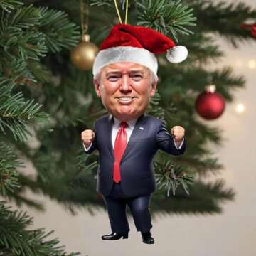 Trump Christmas Ornaments,Dancing Trump Ornament,Double-Sided Xmas Tree Hanging Decorations,Funny Trump Pendant for Car Rear View Mirror,2D Acrylic Car Hanging Ornament (Christmas Ornaments #4)