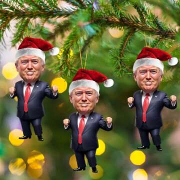 Trump Christmas Ornaments,Dancing Trump Ornament,Double-Sided Xmas Tree Hanging Decorations,Funny Trump Pendant for Car Rear View Mirror,2D Acrylic Car Hanging Ornament (Christmas Ornaments #4)