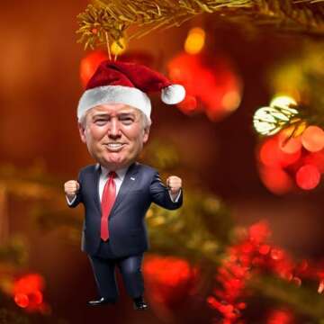 Trump Christmas Ornaments,Dancing Trump Ornament,Double-Sided Xmas Tree Hanging Decorations,Funny Trump Pendant for Car Rear View Mirror,2D Acrylic Car Hanging Ornament (Christmas Ornaments #4)