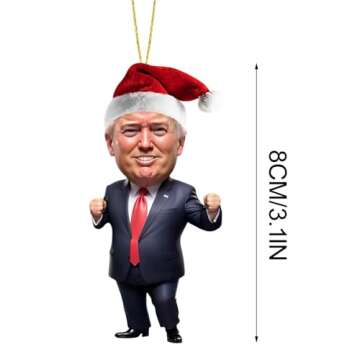 Trump Christmas Ornaments,Dancing Trump Ornament,Double-Sided Xmas Tree Hanging Decorations,Funny Trump Pendant for Car Rear View Mirror,2D Acrylic Car Hanging Ornament (Christmas Ornaments #4)