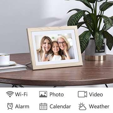 Dragon Touch Digital Picture Frame WiFi 10 inch IPS Touch Screen Digital Photo Frame Display, 32GB Storage, Auto-Rotate, Share Photos via App, Email, Cloud, Classic 10 White, XKS0001-WT-US2