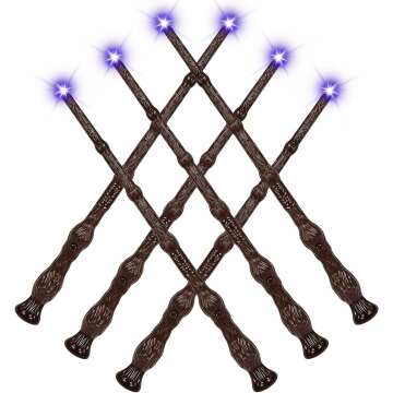 Light Up Magic Wand & Sound Effect - 6PCS Wizard Cosplay Accessories