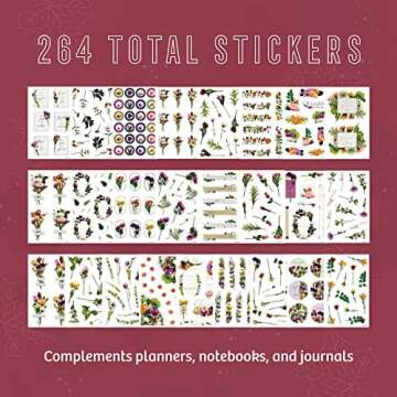 Happy Planner Sticker Pack for Calendars, Journals, and Diaries, Multicoloured Scrapbook Accessories, Beautiful Blooms Theme, 25 Sheets, 264 Total Stickers