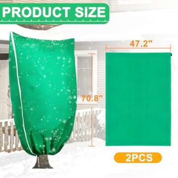 DQS 2 Pack Plant Covers Freeze Protection, 47.2" x70.8" Winter Frost Protection Blankets Frost Cloth,Suitable for Outdoor Winter Frost, Cold Weather, shrubs, Trees, Jackets, and coverings