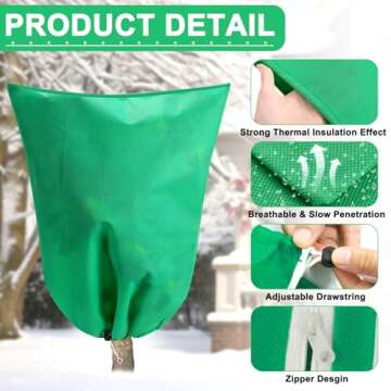 DQS 2 Pack Plant Covers Freeze Protection, 47.2" x70.8" Winter Frost Protection Blankets Frost Cloth,Suitable for Outdoor Winter Frost, Cold Weather, shrubs, Trees, Jackets, and coverings